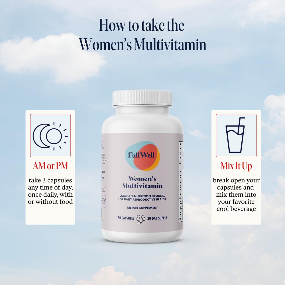 FullWell Women's Multivitamin - Daily Multivitamin for Reproductive Health - Supports Future Fertility, Hormone Balance & Overall Wellness - Antioxidant Blend - CoQ10 & PQQ - 90 Count (30 Servings) FullWellAu supplements