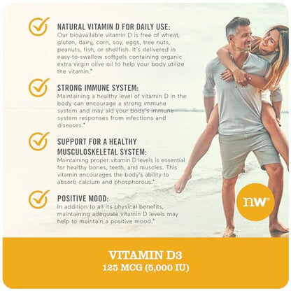 NatureWise Vitamin D3 5000iu (125 mcg) Healthy Muscle Function, and Immune Support NatureWiseUS supplements