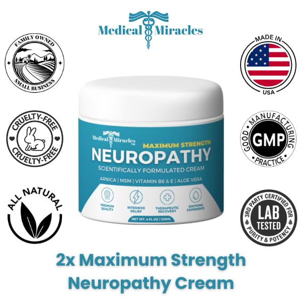 Medical Miracles Neuropathy Cream | Nerve Therapy Max-Potency Relief Cream for Feet, Hands, Legs, and Toes - Enriched with Arnica, Vitamin B6, Aloe Vera, MSM - Crafted for Exceptional Relief 4oz Medical MiraclesAu supplements