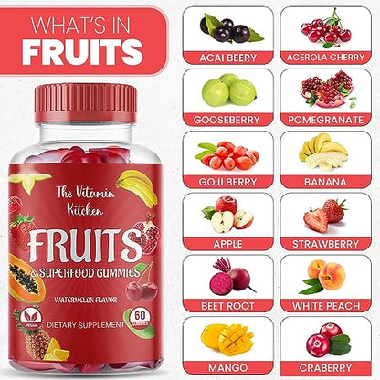 The Vitamin Kitchen Fruit and Veggies Gummies-120 Chews 60 Super Fruits The Vitamin KitchenUS supplements