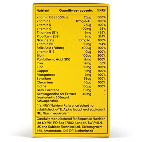 Vitl Female Multivitamin & Minerals Supplement - 30 Vegan Capsules - 21 Essential Active VITLUS supplements