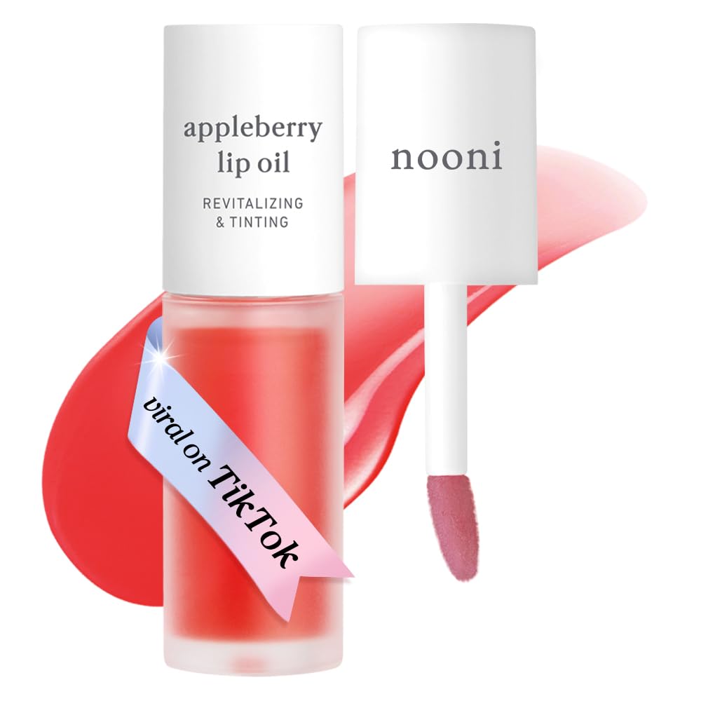 NOONI Korean Lip Oil - Appleberry | Long-Lasting, Moisturizing, Plumping, Revitalizing for Dry Lips, Waterproof, No Peel Off, Hydrating, Nourishing Crystal Clear, Stocking Stuffers, 0.12 FL Oz NOONIAu supplements