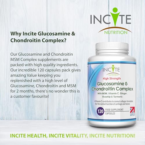 Glucosamine and Chondroitin High Strength Complex with MSM, Vitamin C, Ginge Incite NutritionUS supplements