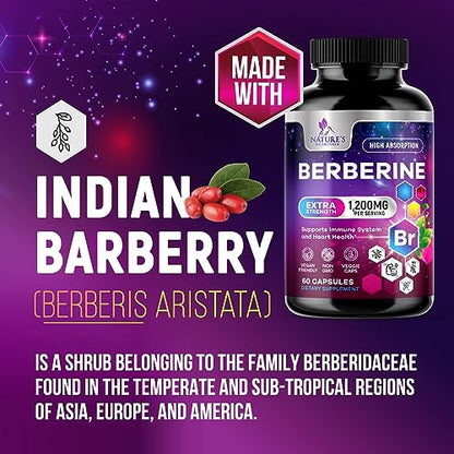 Berberine Supplement 1200mg per Serving - High Absorption Heart Health Support Nature's NutritionUS supplements
