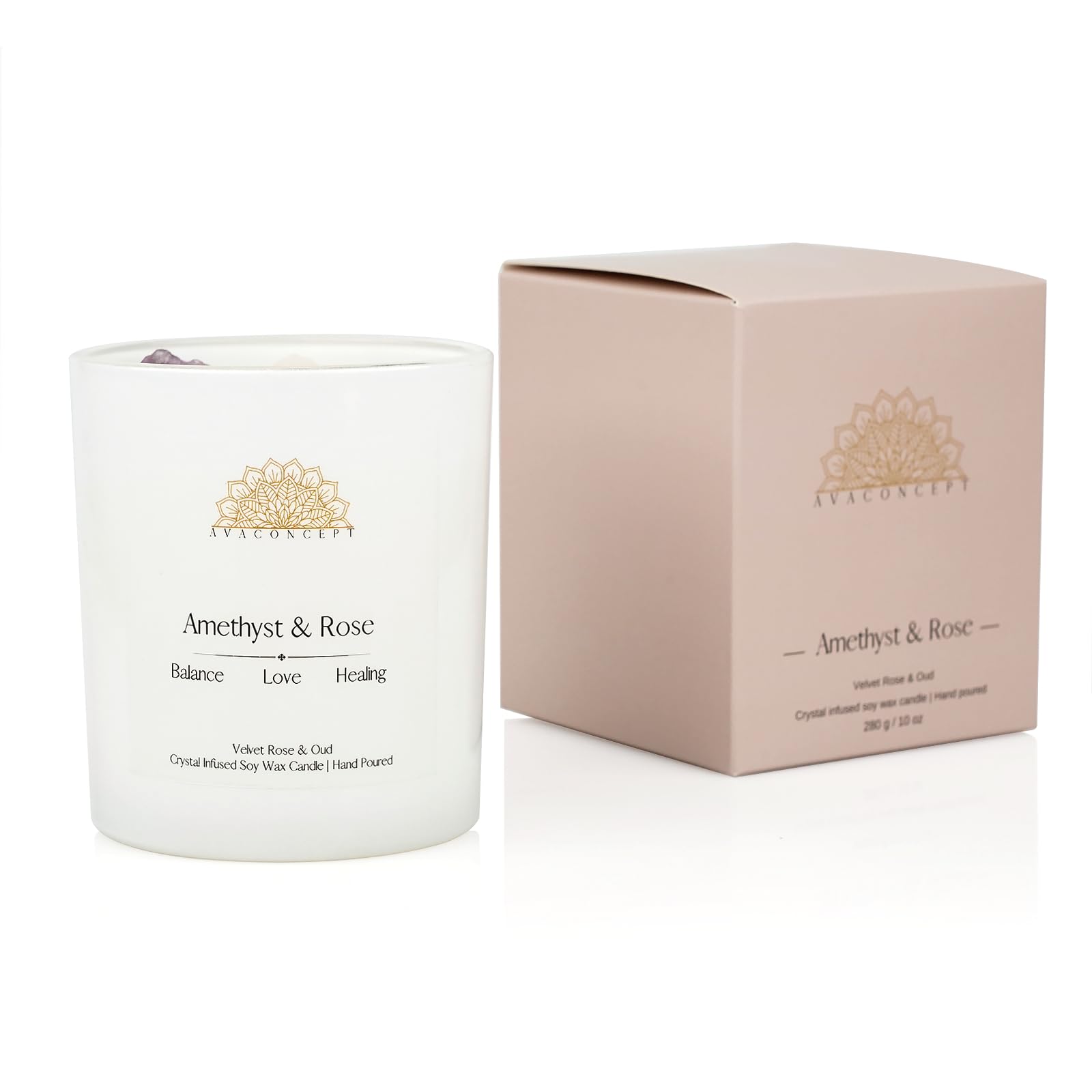 Ava Concept Scented Crystal Candle 10 oz jar Candle (Velvet Rose & Oud) ava conceptAu supplements