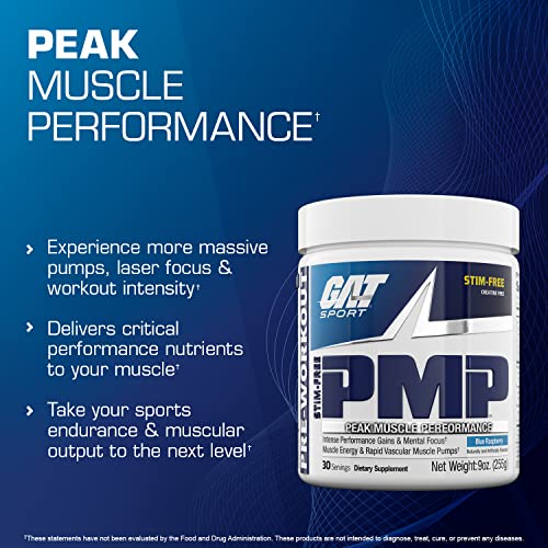 GAT SPORT PMP (Peak Muscle Performance), Pre-Workout, 30 Servings (Blue Raspberry GAT SPORTAu supplements