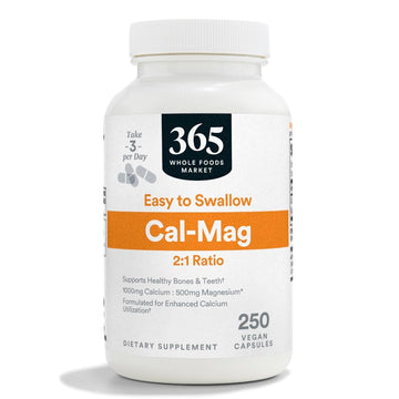 365 by Whole Foods Market, Cal-Mag 2:1 Ratio, Easy-to-Swallow Vegan Capsules, 250 Count 365 by Whole Foods MarketAu supplements