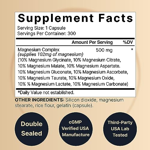 NatureBell Magnesium Complex Supplement 500mg, 300 Capsules | 10 Active Forms NatureBellUS supplements