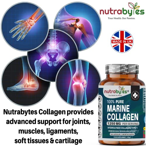 High Strength Marine Collagen Capsules - 1250mg Hydrolysed Collagen Supplement NUTRABYTESAu supplements