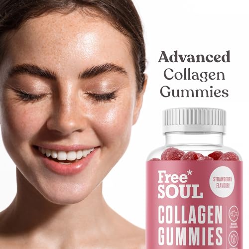 Collagen Gummies, Marine Collagen Supplement with Effective Type 1 Hydrolysed Collagen Peptides Free SoulAu supplements