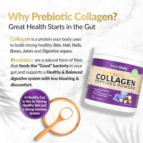 Prebiotic Collagen Powder - 390g Hydrolysed Bovine Collagen Peptides with Prebiotics for Gut Health & Skin Inner VitalityUS supplements