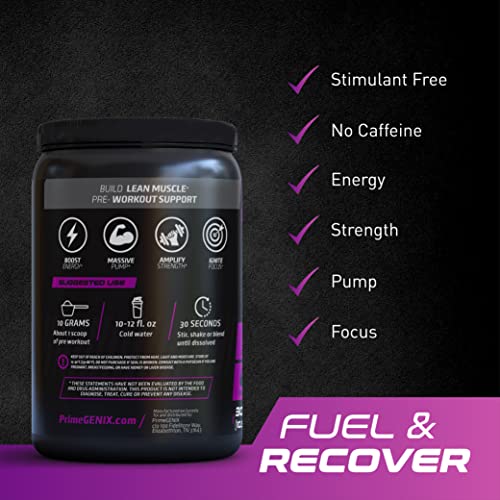 PrimeGENIX Stimulant-Free Pre Workout Powder for Men and Women - Energy Boost Drink PrimeGENIXUS supplements