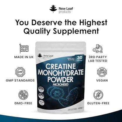 Creatine Monohydrate Powder 100% Pure Micronized Creatine - 150g Increased Absorption NEW LEAF PRODUCTSUS supplements