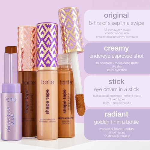 tarte Shape Tape Concealer – Full-Coverage Creaseless Soft Matte Finish, Brightening Under-Eye & Face Makeup, 16hr Longwear, Vegan & Cruelty-Free, Full Size, 16N fair-Light Neutral tarteAu supplements