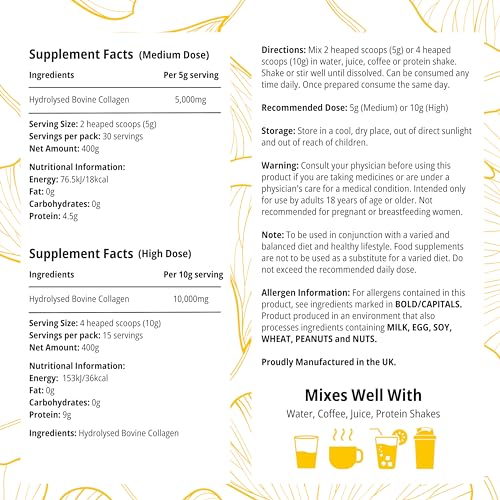100% Pure Hydrolysed Collagen Peptides Powder - 400g Tub | Halal & Grass-Fed Bovine Collagen CLN LabsUS supplements