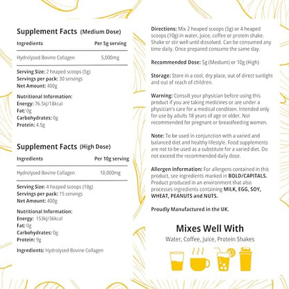 100% Pure Hydrolysed Collagen Peptides Powder - 400g Tub | Halal & Grass-Fed Bovine Collagen CLN LabsUS supplements