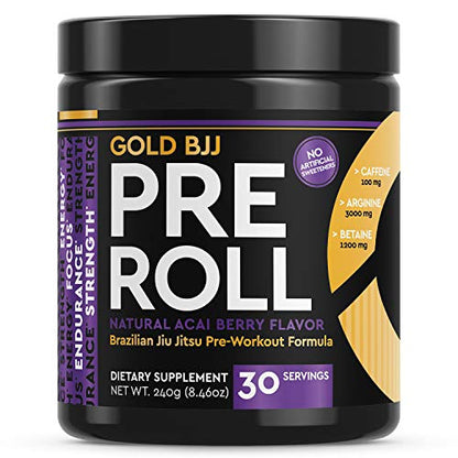 Gold BJJ PreRoll - Jiu Jitsu Pre Workout Supplement for Energy, Focus, and Endurance Gold BJJUS supplements