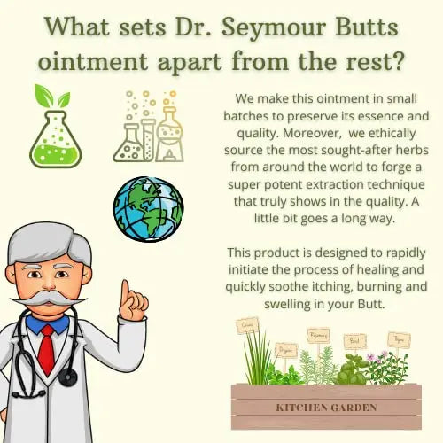 Dr. Seymour Butts All-Natural Hemorrhoid Care Cream – with 10 Botanicals Including Witch Hazel, Calendula & Horse Chestnut – Soothing Relief for Burning, Itching & Irritation. Dr. Seymour ButtsAu supplements