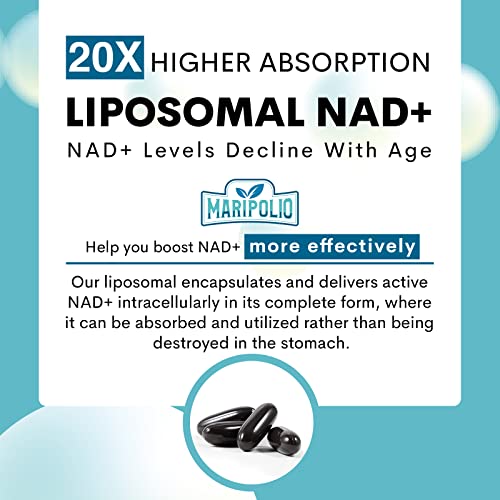 Liposomal NAD+ Supplement 1000 mg | Highest NAD Pontecy | Max Absorption | Pure NAD MaripolioUS supplements