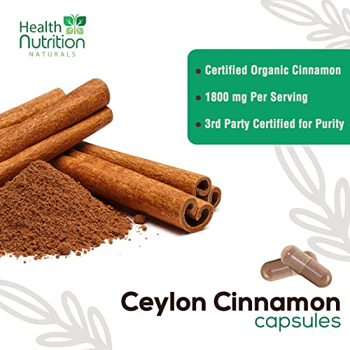 Pure Ceylon Cinnamon Capsules - Certified Organic Cinnamon Pills, Non-GMO, Dairy & Gluten Health Nutrition NaturalsUS supplements