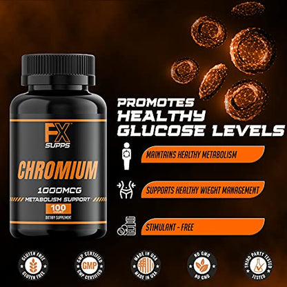 FX Supps Chromium Polynicotinate 1000 mcg (100 Capsules) Weight Management Supplements FXSUPPSUS supplements