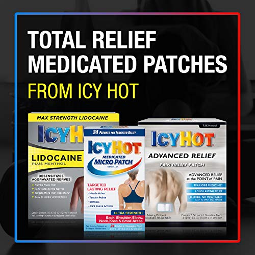 Icy Hot Original Pain Relief Patch, Large Size Comfortable Fabric Patches with Menthol 5%, Ice and Heat Contrast Therapy for Backaches, Joints, Muscle Strains and Arthritis, 5 ct. Icy HotAu supplements