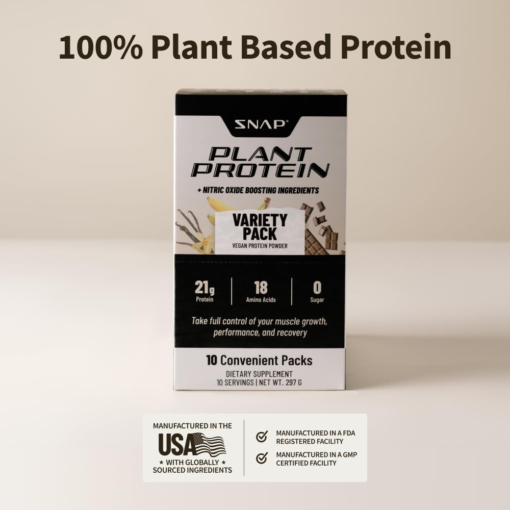 Snap Supplements 100% Plant Based Protein Powder Stick Packs with Nitric Oxide Booster Snap SupplementsAu supplements