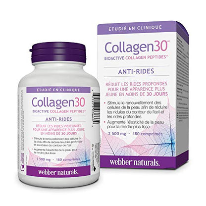 Webber Naturals Collagen30® Bioactive Collagen Peptides 2500 mg 180 Tablets Webber NaturalsUS supplements