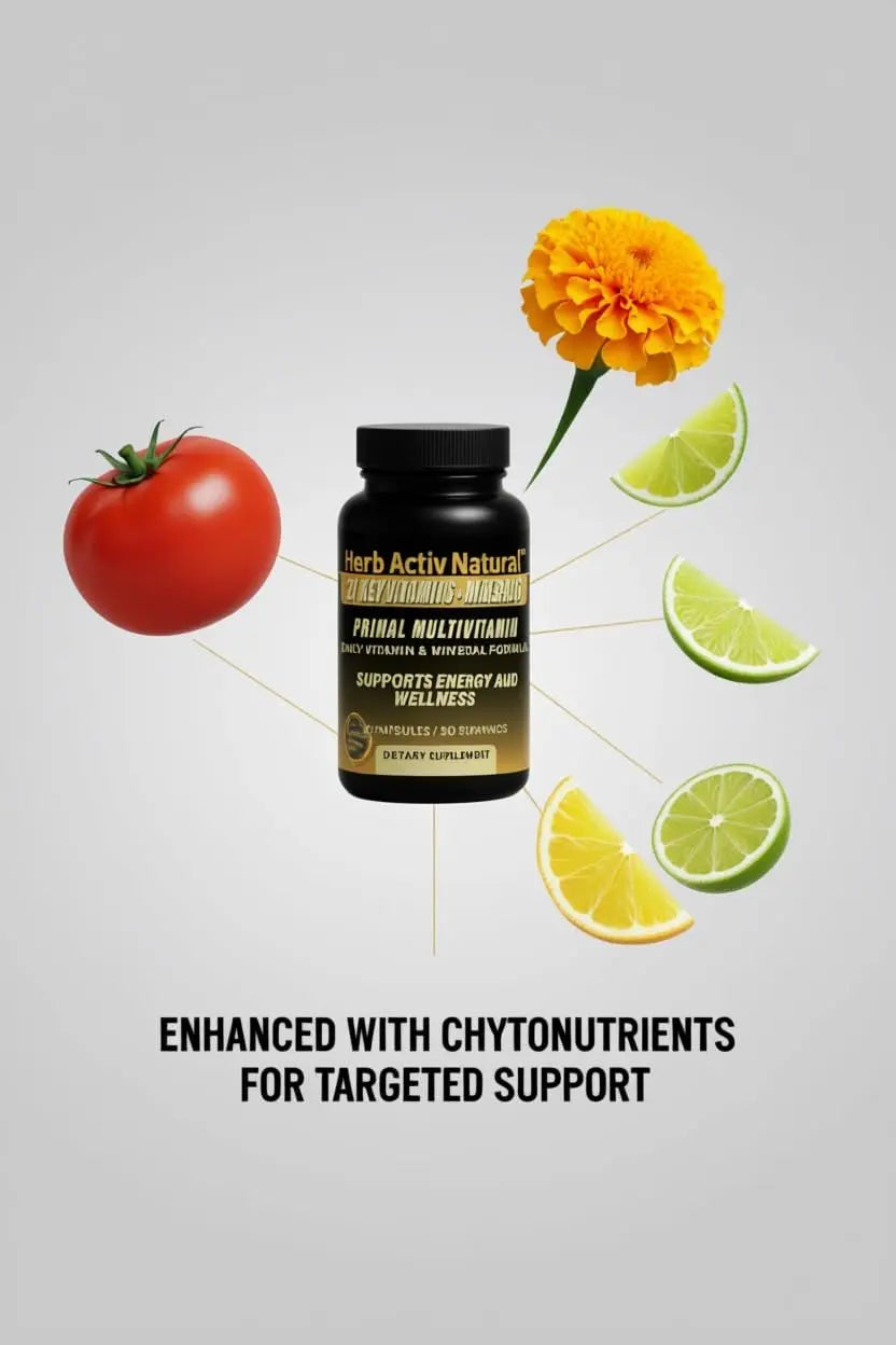 Herb Activ Natural Primal Multivitamin - 21 Essential Vitamins & Minerals - Daily Vitamin & Mineral Supplement - Energy & Wellness Support - 30 Capsules Herb Activ NaturalAu supplements