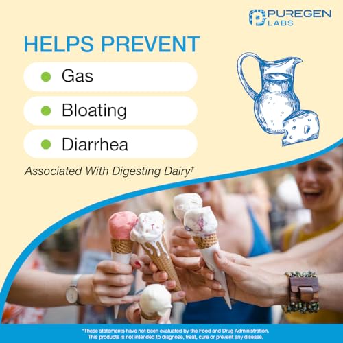 Puregen Labs Dairy Relief Natural Fast Acting Lactase Enzyme 3000 FCC, Lactose Intoleran P Puregen LabsUS supplements