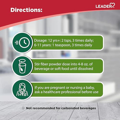 Leader Prebiotic Fiber Supplement Powder for Digestive Health, 100% Natural Daily Fiber LeaderUS supplements