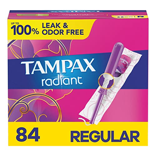 Tampax Radiant Tampons, Regular Absorbency, with Leakguard Braid, Unscented, 84 Count TampaxAu supplements
