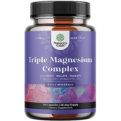 Triple Magnesium Complex Supplement 400mg Elemental - High Absorption Magnesium Natures CraftUS supplements