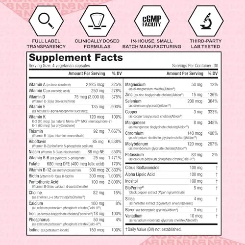 NutraBio Multisport for Women - Womens MultiVitamin - 33 Vitamins, Minerals, Micronutrients - Rich in Antioxidants NutraBioAu supplements