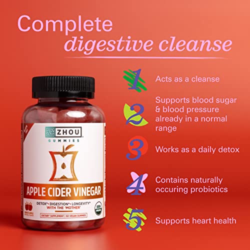 Zhou Nutrition Apple Cider Vinegar Gummies with The Mother, ACV Detox & Cleanse Zhou NutritionAu supplements