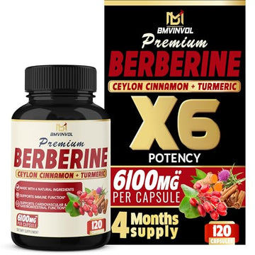 BMVINVOL Premium Berberine HCl 6-in1 Equivalent 6100mg - 120 Capsules - Plus Ceylon BMVINVOLAu supplements