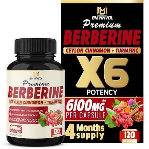 BMVINVOL Premium Berberine HCl 6-in1 Equivalent 6100mg - 120 Capsules - Plus Ceylon BMVINVOLAu supplements