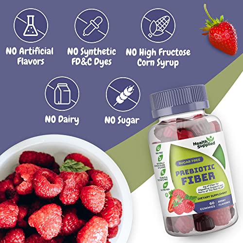 Fiber Prebiotic Gummies Sugar Free, Keto Friendly 2 Pack | Gut Cleansing, Digestive Health Health SuppliedUS supplements