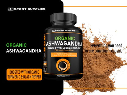 Organic Ashwagandha Capsules 1200mg Boosted with 100mg of Organic KSM-66 SS Sport SuppliesUS supplements