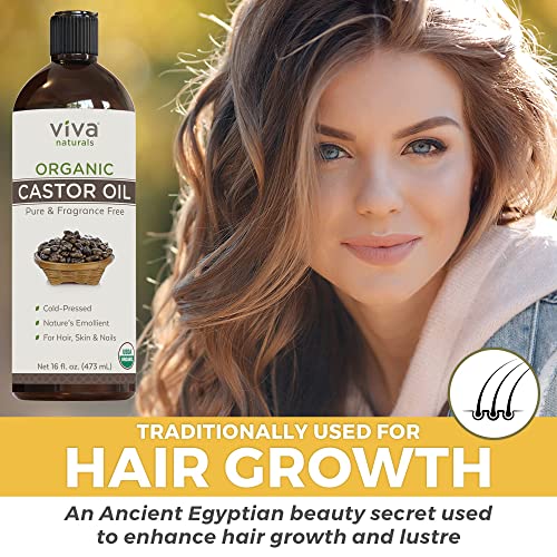 Viva Naturals Organic Castor Oil, 16 fl oz - Cold Pressed Castor Oil for Skin, Hair and Lashes - Traditionally Viva NaturalsAu supplements