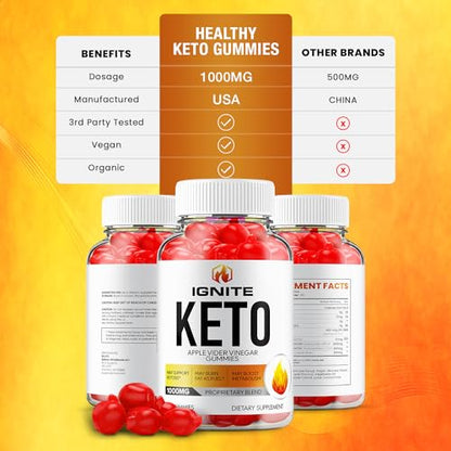 (3 Pack) Ignite Keto ACV Gummies - Official - Keto Ignite ACV Advanced Formula Plus RillvoUS supplements