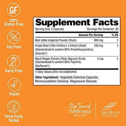 Sandhu's Beet Root Powder Capsules with Bioperine| 60 Capsules, 60 Days Supply Sandhu'sUS supplements