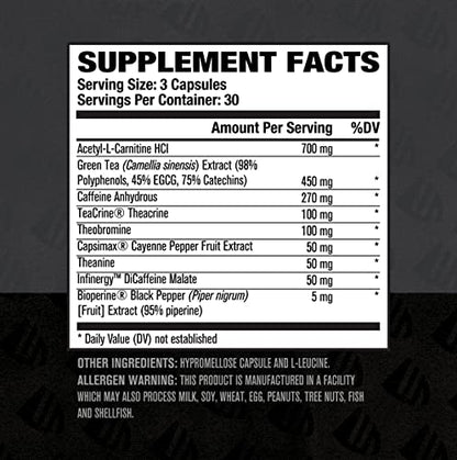 Burn XT Black Thermogenic Fat Burner - Weight Loss Supplement, Appetite Suppressant Jacked FactoryUS supplements
