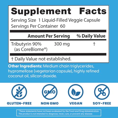 Doctor's BEST High Absorption Postbiotic Butyrate Featuring Corebiome, Gut & Immune Health, Non-GMO, Gluten Free, Soy Free, Vegan, 30 Liquid Veggie Caps Doctor's BESTAu supplements