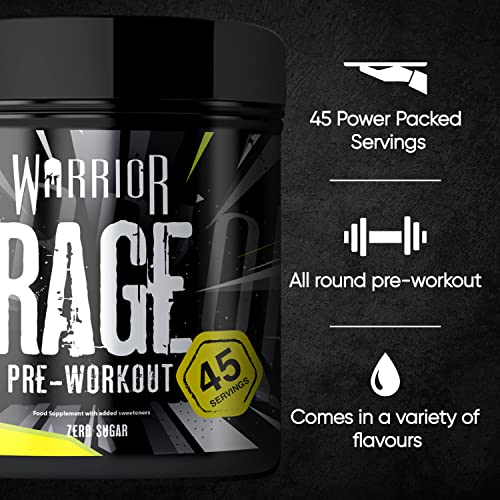 Warrior - RAGE Pre Workout Powder – Lightnin’ Lemonade 392g, WA-RG-045-01 WarriorAu supplements