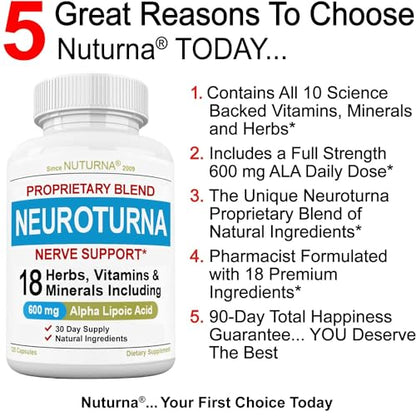 Neuropathy Support Supplement with 600 mg Pure Alpha Lipoic Acid NuturnaUS supplements