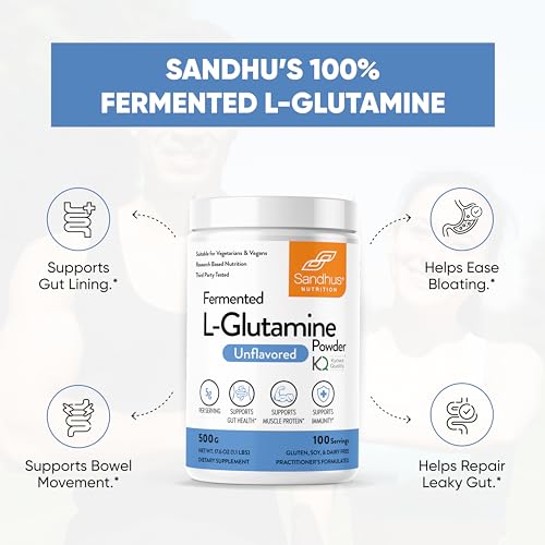 Sandhu's L-Glutamine - 100 Servings -Made in USA -500 Gram- Non-GMO- Amino Sandhu'sUS supplements