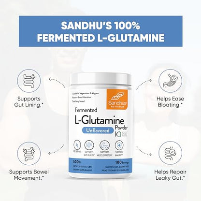 Sandhu's L-Glutamine - 100 Servings -Made in USA -500 Gram- Non-GMO- Amino Sandhu'sUS supplements