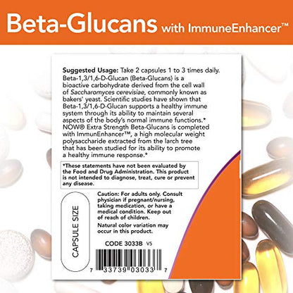 Beta-Glucans with ImmunEnhancer 60 VegiCaps (Pack of 2) Now FoodsUS supplements