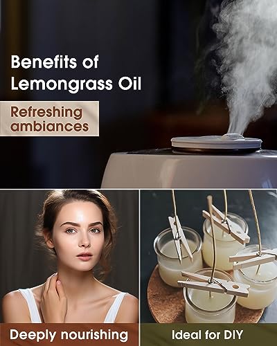 NATURE HUE Lemongrass Essential Oil - 10 mL (1/3 oz) - Pure, Natural, Therapeutic Grade NATURE HUEAu supplements